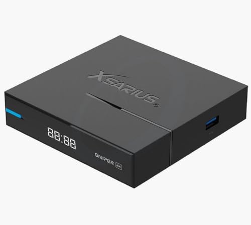 Xsarius Sniper UHD 4K Linux TV Box, WiFi WLAN, PremiumTV LIVE-TV App, HDR10, 8GB, USB 2.0 & 3.0, lernbare 2in1 Fernbedienung, SPDIF, H.265, Internet Radio, YouTube + HM-SAT HDMI Kabel von Xsarius