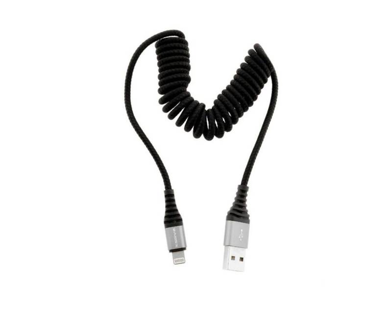 Xssive 1,5 m Spiral Lade- und Datenkabel für iOs Strechable geflochten Autoladekabel, Standard-USB von Xssive