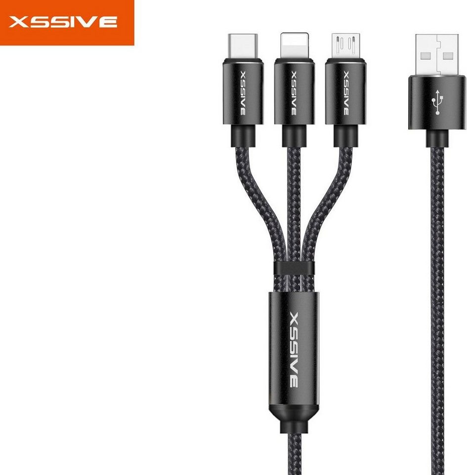 Xssive 3in1 Charge USB Kabel 1.2 Meter 2.4A Schnell-Ladekabel Smartphone-Kabel, Standard-USB, 2.4A Schnell-Ladekabel von Xssive