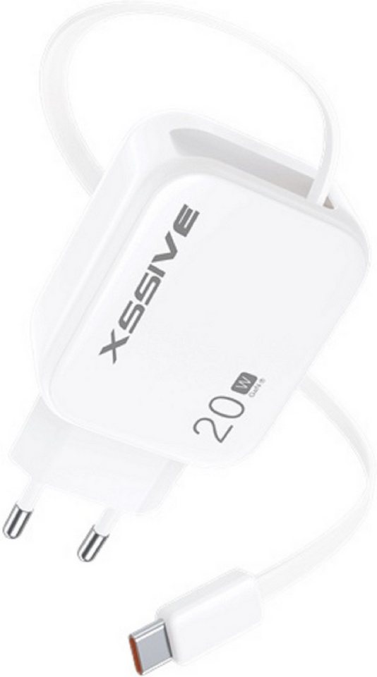 Xssive Xssive 20W PD GAN Schnellladegerät mit einziehbarem USB-C Kabel USB-Ladegerät von Xssive
