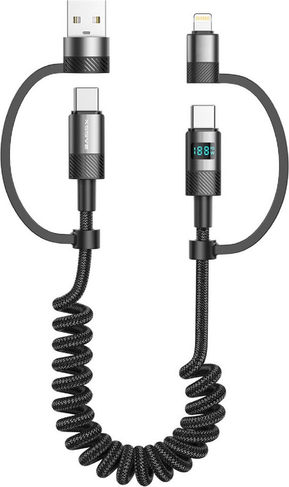 Xssive Xssive 4in1 1,5m Ladekabel Lightning & USB-C zu USB-C & USB-A USB-Kabel von Xssive