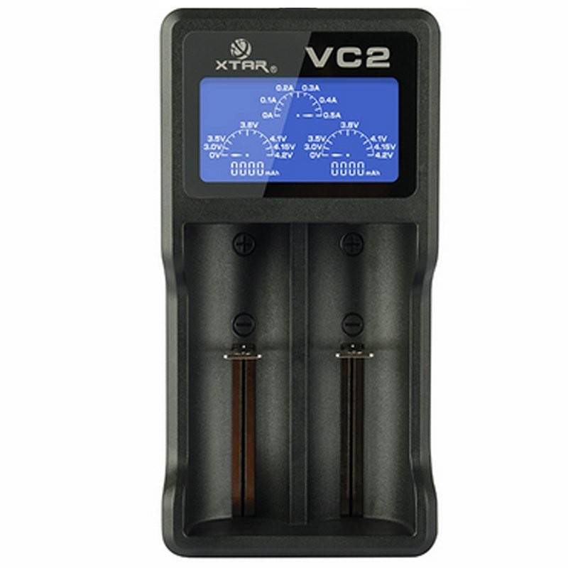 2-Schacht USB-Ladegerät mit großem Display, mit bis zu 0,5Ah Ladestrom von Xtar