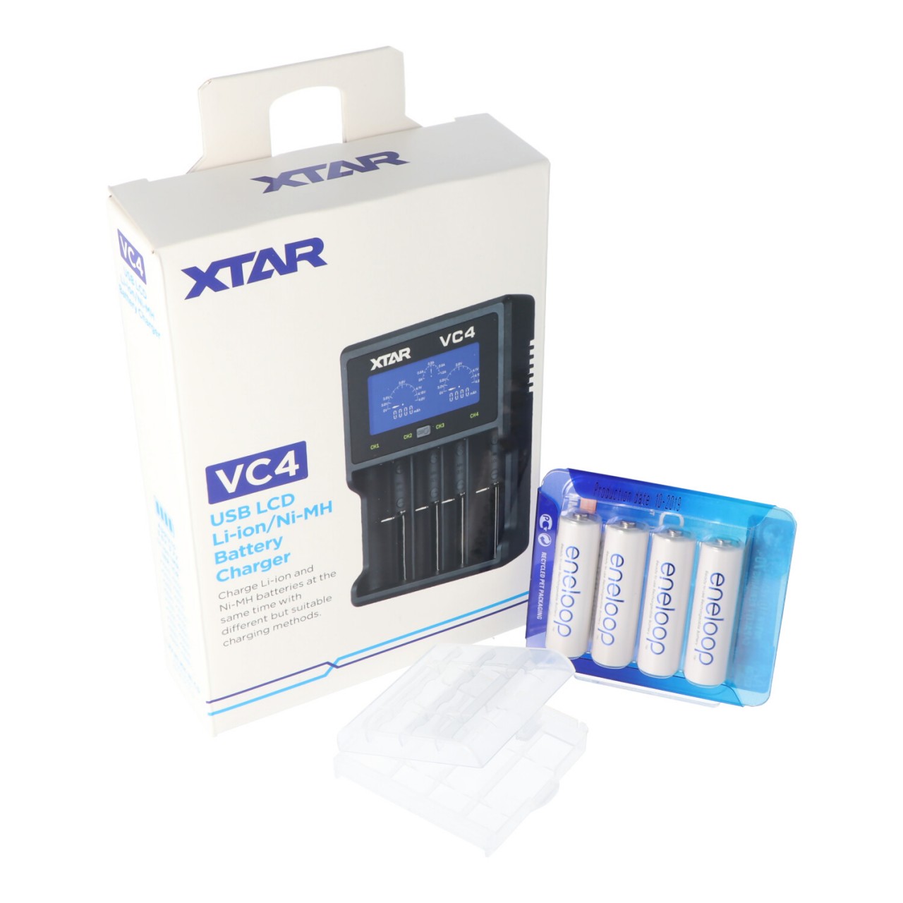 XTAR VC4 Schnell-Ladegerät inkl. 4 Panasonic eneloop Standard BK-3MCC1 AA Mignon Akkus + AkkuSafe XTAR VC4 Schnell-Ladegerät inkl. 4 Panasonic eneloop Standard BK-3MCC1 AA Mignon Akkus + AkkuSafe von Xtar