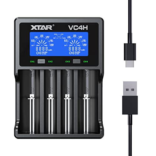 XTAR VC4H 18650 Batterieladegerät 4 Bays Universal mit LCD Display USB für Li-Ion 3,7V 16340 18350 20700 21700 26650 1,2V NI-MH NI-CD AAA AA XTAR VC4H 18650 Batterieladegerät 4 Bays Universal mit LCD Display USB für Li-Ion 3,7V 16340 18350 20700 21700 26650 1,2V NI-MH NI-CD AAA AA von Xtar