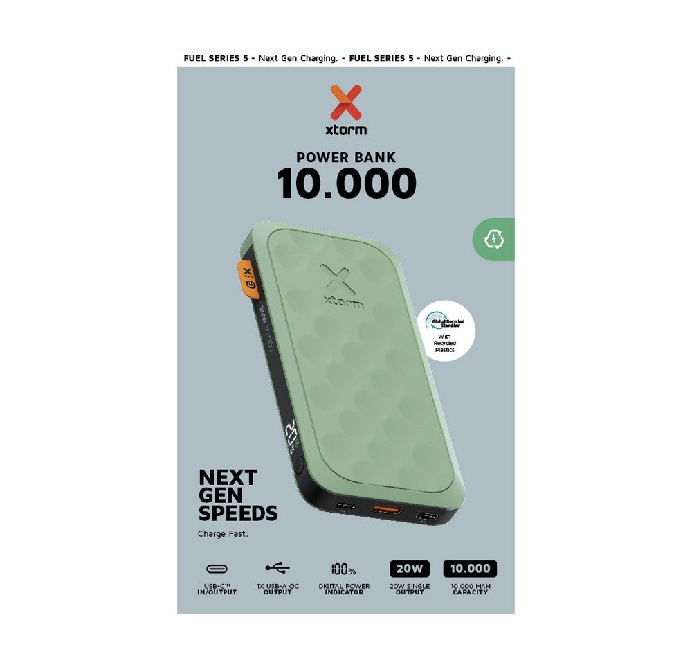 Xtorm 20W Fuel Series Powerbank 10.000mAh Sage Green (64126) Solar Powerbank von Xtorm