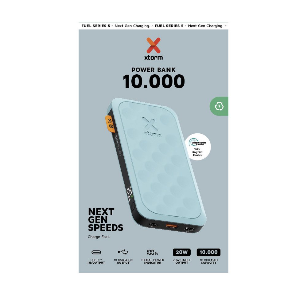 Xtorm 20W Fuel Series Powerbank 10.000mAh Teal Blue (64125) Solar Powerbank von Xtorm