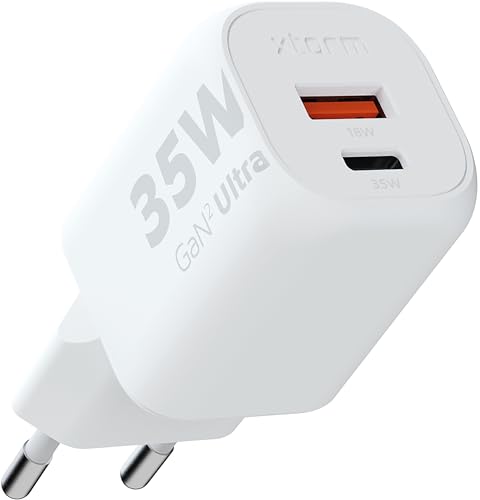 Xtorm 35W GaN2 Ultra Power Adapter, GaN-Technologie, USB-C und USB-A, Power Delivery, GRS recyceltes Plastik - Weiß von Xtorm