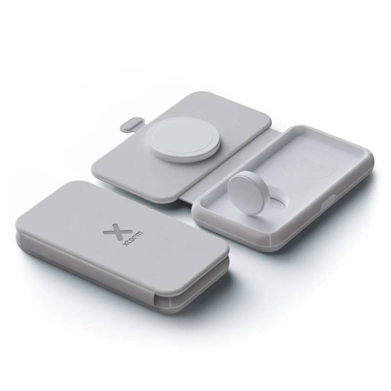 Xtorm Faltbares kabelloses Reise Ladegeräte 3 in 1, USB-C, für Apple Watch, Air Pods und Smartphone von Xtorm