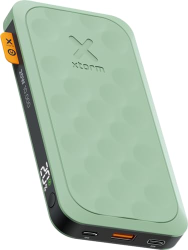 Xtorm Fuel Series 5 20W Powerbank, 10.000mAh, 2 x USB-C / 1 x USB-A, Flugzeugfest, Geeignet für Samsung und iPhone, Sage Green von Xtorm