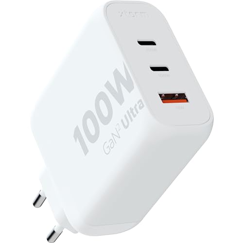 Xtorm GaN2-Ultra Power Adapter, 100W, 3 Anschlüsse, Recyceltes ABS-Material, USB-C & USB-A-Eingang, Geeignet für Smartphones, Tablets und Laptops - Weiß von Xtorm