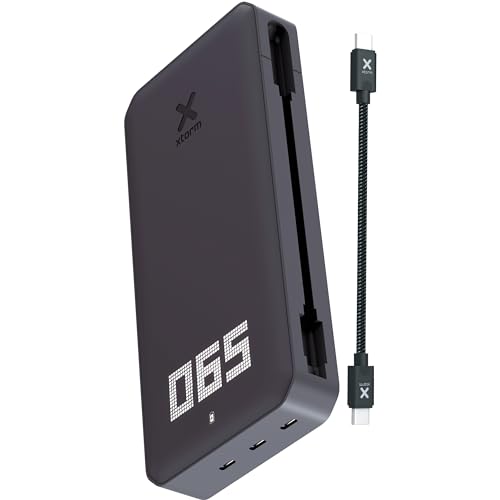 Xtorm Powerbank Titan Pro 60W, 24.000 MAH, XB401, USB-C-PD-PD, LED-Indikator, kompatibel mit Smartphone-Tablet und Laptop, XB4-Serie, einschließlich magnetisches USB-Kabel, langlebiges Material, Grau von Xtorm