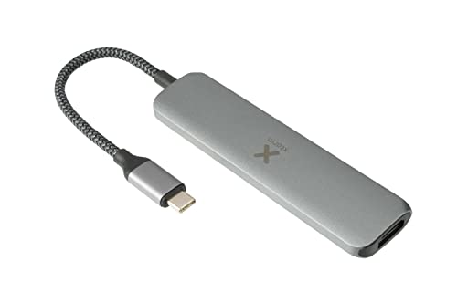 Xtorm USB-C Hub - 4 in 1 - Dockingstation geflochtenes Kabel mit HDMI 4k - USB 3.0 - USB-C und Kopfhöreranschluss - Grau von Xtorm