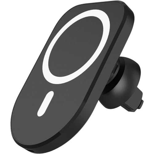 XtremeMac Premium MagSafe Auto-Ladegerät 15W, Schnellladefunktion für alle iPhone 12/13/14/15 Modelle, MagSafe kompatible KFZ Ladestation, Befestigung an der Lüftung, Schwarz von XtremeMac