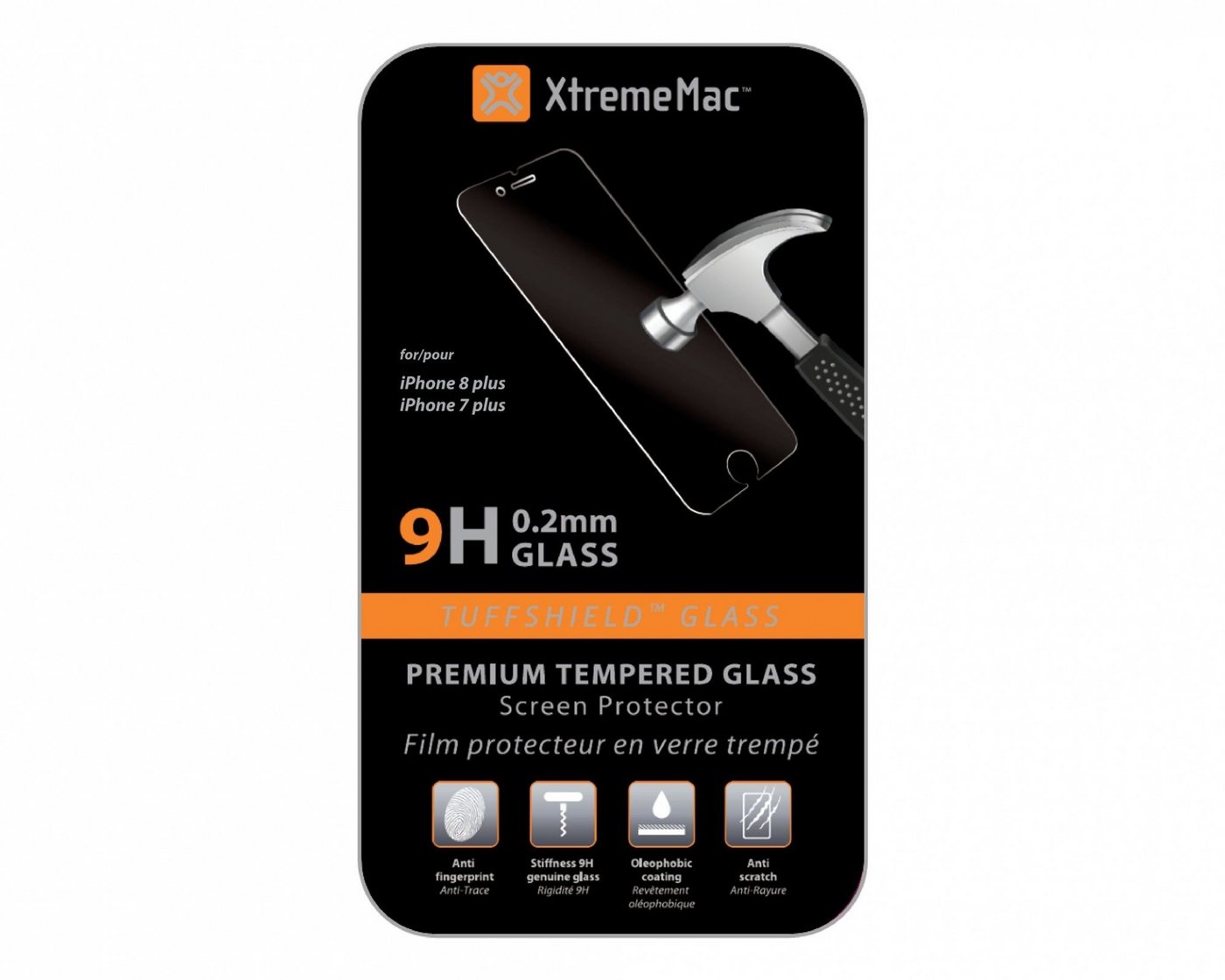 XtremeMac Schutzfolie XtremeMac TUFFSHIELD Tempered Glass 0,2mm für iPhone 8+ von XtremeMac