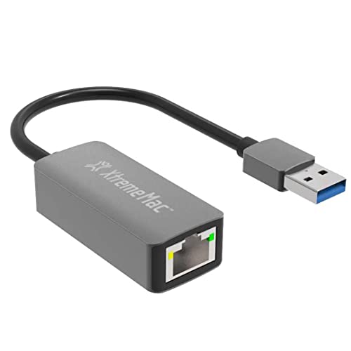 XtremeMac USB-A zu Ethernet LAN Adapter, RJ45, Plug & Play, Netzwerkadapter 10/100/1000 Mbit/s, kompatibel mit jedem USB-A Gerät, qualitatives Aluminiumgehäuse - Space Grey von XtremeMac