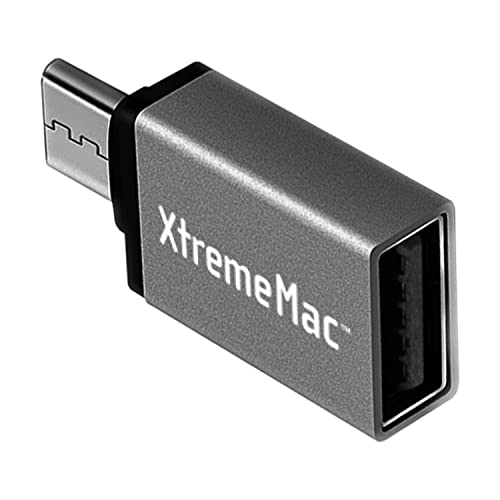 XtremeMac USB-C zu USB-A 3.0 OTG Adapter, Plug & Play, Schnellladeunterstützung, qualitatives Aluminiumgehäuse für MacBook, Samsung und andere USB-C Geräte, Schwarz von XtremeMac