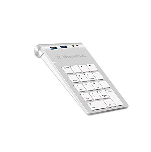 XtremeMac Ziffernblock Ultra Slim Numerische Tastatur Keypad Numpad über Kabel zu verbinden (2x USB A 3.0, Audio) von XtremeMac