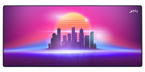 Xtrfy GP5, XL Gaming-Mauspad aus Stoff (920 x 400 x 3 mm), Glattes Speed-Pad für Präzision, Vernähte Kanten, Rutschfest, Maschinenwaschbar, Retrowave Edition von Xtrfy