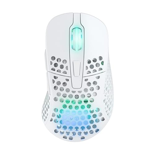 Xtrfy M4 Wireless, kabellose ultraleichte Gaming-Maus, optimiert für E-Sports, 2.4 GHz Funk, RGB-Beleuchtung, anpassbare ergonomische Rechtshändermaus, wiederaufladbar, Weiß von Xtrfy