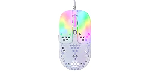 Xtrfy MZ1, ultraleichte kabelgebundene Gaming-Maus, hochmoderner Pixart 3389 Sensor, einzigartige Form für optimales Zielen, einstellbare RGB-Beleuchtung, White Rail Edition von Xtrfy
