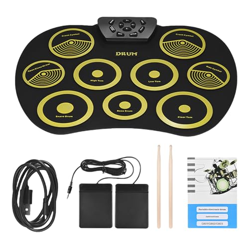 Elektrisches Schlagzeug-Set, 9 Drums für Kinder, Übungspad, elektronisches Schlagzeug-Set mit eingebauten Lautsprechern, Drumstick, Kopfhörer-Out-Buchse Elektrisches Schlagzeug-Set, 9 Drums für Kinder, Übungspad, elektronisches Schlagzeug-Set mit eingebauten Lautsprechern, Drumstick, Kopfhörer-Out-Buchse von XuQiZZpp