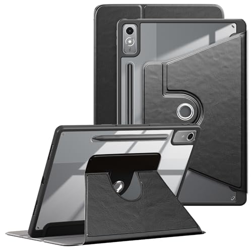 Xuanbeier Rotierende Hülle Kompatibel mit Lenovo Tab P12 TB371FC 12.7 Zoll Rundumschutz Tab P12 360° drehbare Schutzhülle mit Stifthalter Multi-Winkel-Betrachtung und Schlaf/Wach Funktion,Schwarz von Xuanbeier