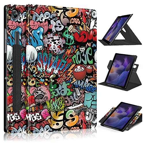 Xuanbeier Rotierende Hülle Kompatibel mit Samsung Galaxy Tab A8 10.5" SM-X200 X205 Tablet Schutzhülle mit Stifthalter und Auto Schlaf/Wach Funktion,Graffiti von Xuanbeier