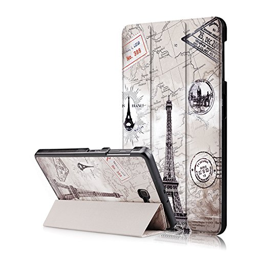 Xuanbeier Ultradünne Hülle Kompatibel mit Samsung Galaxy Tab A 10.1 2016 SM-T580/T585 (A6) Tablette Schutzhülle mit Ständer und Auto Schlaf/Wachen Funktion,Eiffel von Xuanbeier