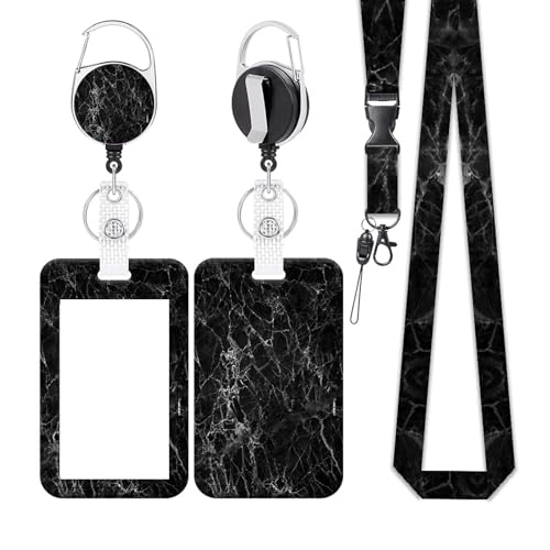 Schwarz Ausweishülle mit Band, Kartenhalter Ausweis mit Drehbarer Karabinerverschluss, Einziehbare ID Badge Card Holders, Abnehmbare Hals Lanyard Strap für Krankenschwester Studenten Schwarz Ausweishülle mit Band, Kartenhalter Ausweis mit Drehbarer Karabinerverschluss, Einziehbare ID Badge Card Holders, Abnehmbare Hals Lanyard Strap für Krankenschwester Studenten von Xuigort