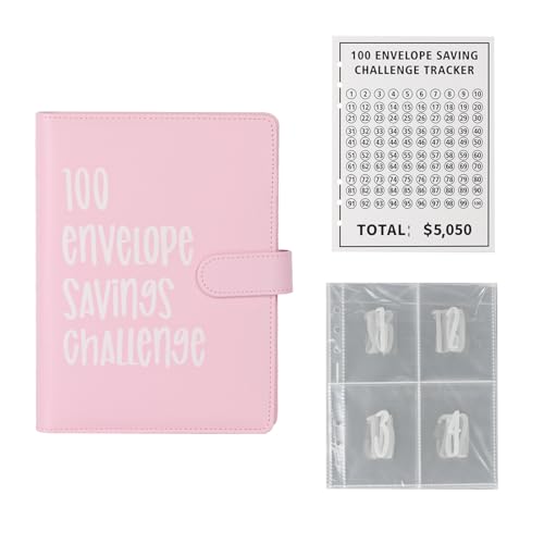 Budget Planner Challenges, 100 Envelope Challenge Binder, Geld Sparen Challenge mit 100 Sparchallenges & 25 Innenseiten, A5 Leder Budget Binder, Bugetplaner, Spar Challenge für Budgetplaner von Xujinsongg