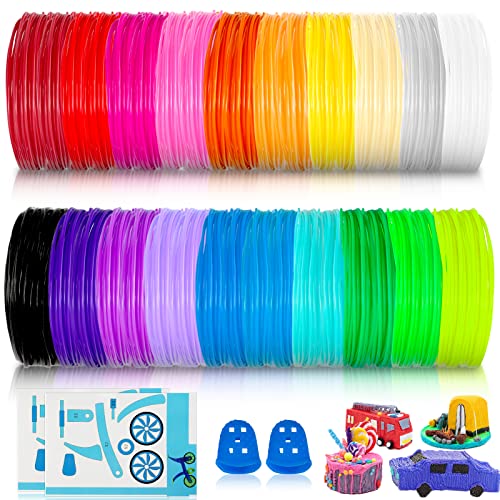 3D Stift Filament 20 Farben PLA Filament 1.75mm 3D Stift Farben Set, je 5M 3D Stift Nachfüller für Kinder & Erwachsene, 3D Stift Zubehör Filament für ODRVM, Tecboss, Lovebay 3D Druck Stift von Xulisheng