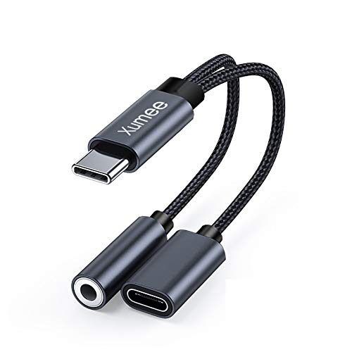 Xumee USB Type C to 3.5mm Headphone and Charger Adapter,2-in-1 USB C to Aux Audio Jack Hi-Res DAC and Fast Charging Dongle Cable. von Xumee
