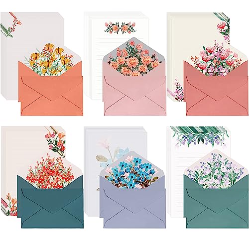 60 Stücke Briefpapier Mit Umschlag,Briefumschlag Briefpapier Set,Vintage Blumen Briefpapier mit Sticker, Briefbogen Schreibpapier mit Umschläge für Einladungen von XunHe