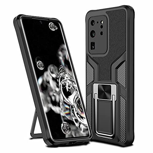 TTNAO Handyhülle Kompatibel mit Samsung Galaxy S20 Ultra Hülle Modisch Case Echter Militärischer Schutz Schutzhülle Standfunktion Stoßfest Bumper + [1 Stück] Panzerglas Schutzfolie-Schwarz von Xunlaixin