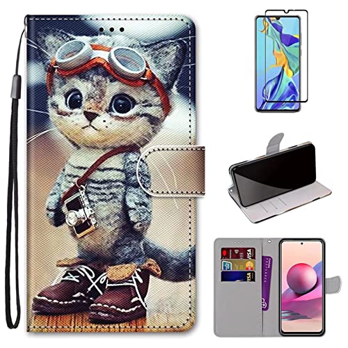 Xunlaixin Holster Hülle für iPhone 11, mit Displayschutzfolie, PU Leder Klapphüllen Handyhülle mit [Kartenfächern] Kratzfeste Wallet Case Flip-Cover (Stilvolle Katze) von Xunlaixin