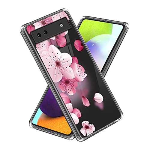 Xunlaixin Kompatibel mit Google Pixel 6A Hülle, mit Displayschutz, Klare weiche Silikon TPU Bumper Hülle Transparent für Google Pixel 6A (Pfirsichblüte) von Xunlaixin