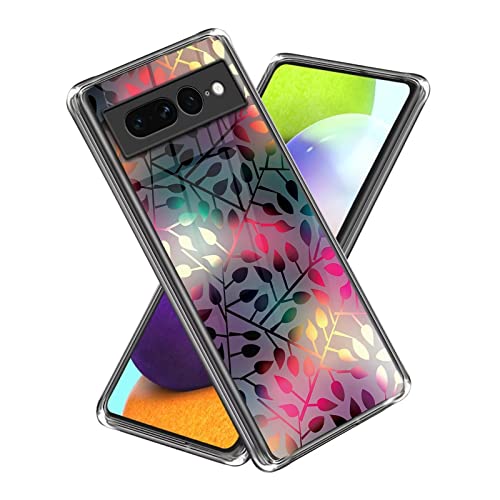 Xunlaixin Kompatibel mit Google Pixel 7 Pro Hülle, mit Displayschutz, Klare weiche Silikon TPU Bumper Hülle Transparent für Google Pixel 7 Pro (Bunte Blätter) von Xunlaixin