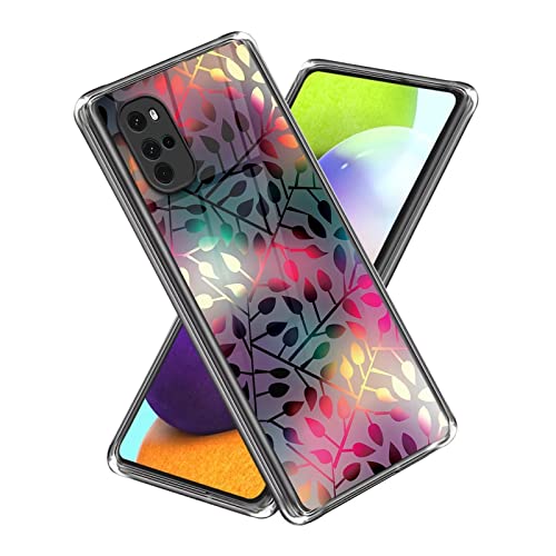 Xunlaixin Kompatibel mit Motorola Moto G22 Hülle, mit Displayschutz, Klare weiche Silikon TPU Bumper Hülle Transparent für Motorola Moto G22 (Bunte Blätter) von Xunlaixin