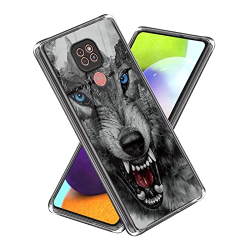 Xunlaixin Kompatibel mit Motorola Moto G9 Play / E7 Plus Hülle, mit Displayschutz, Klare weiche Silikon TPU Bumper Hülle Transparent für Motorola Moto G9 Play / E7 Plus (Wolf) von Xunlaixin