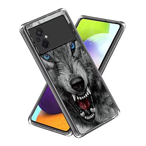 Xunlaixin Kompatibel mit Xiaomi Poco M5 Hülle, mit Displayschutz, Klare weiche Silikon TPU Bumper Hülle Transparent für Xiaomi Poco M5 (Wolf) von Xunlaixin