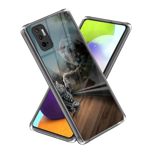 Xunlaixin Kompatibel mit Xiaomi Redmi Note 10 5G Hülle, mit Displayschutz, Klare weiche Silikon TPU Bumper Hülle Transparent für Xiaomi Redmi Note 10 5G (Katze) von Xunlaixin