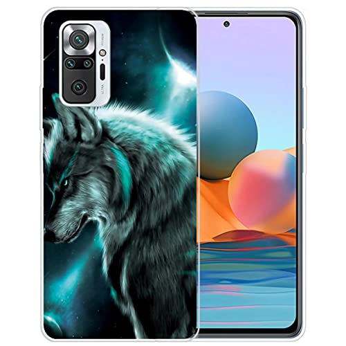 Xunlaixin Kompatibel mit Xiaomi Redmi Note 10 Pro Hülle, mit Displayschutz, Klare weiche Silikon TPU Bumper Hülle Transparent für Xiaomi Redmi Note 10 Pro (Mond und Wolf) von Xunlaixin