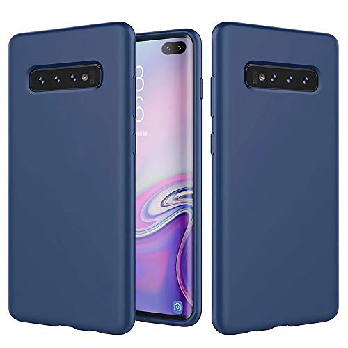 Xunlaixin MUTOUREN Kompatibel mit Samsung Galaxy S10 Plus Hülle TPU Flüssig Silikon Kratzfeste Schutzhülle mit stoßsicheres Futter aus Mikrofaser rutschfeste Handyhülle Schale Bumper Case, Dunkelblau von Xunlaixin