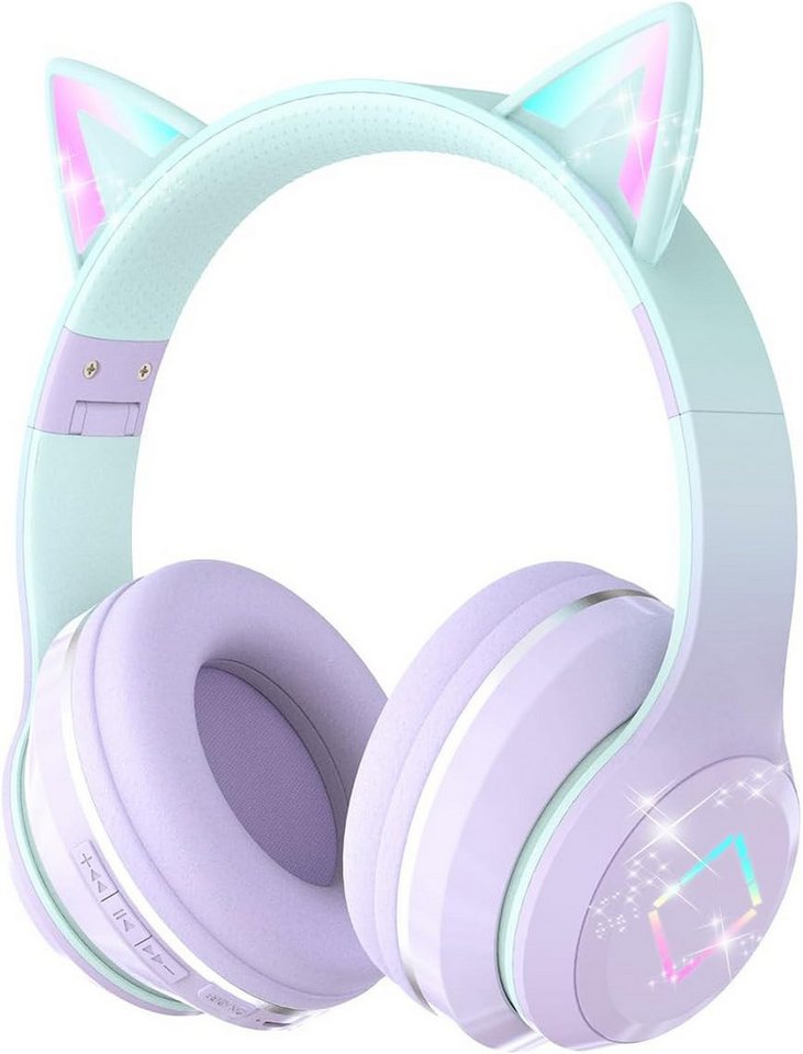 Xunpuls Niedliche mit LED-licht Katzenohren & Mikrofon,HD Stereo Sound,faltbar Kinder-Kopfhörer (Flexibler 2-in-1-Modus: Kabellos per Bluetooth oder kabelgebunden mit 3,5-mm-Klinke. Kompatibel mit Tablet, PC, Smartphone und mehr. TF-Kartensteckplatz für MP3- oder MP4-Wiedergabe., Bluetooth, Kristallklarer Klang durch hochwertige 40-mm-Treiber für Hörerlebnis) Xunpuls Niedliche mit LED-licht Katzenohren & Mikrofon,HD Stereo Sound,faltbar Kinder-Kopfhörer (Flexibler 2-in-1-Modus: Kabellos per Bluetooth oder kabelgebunden mit 3,5-mm-Klinke. Kompatibel mit Tablet, PC, Smartphone und mehr. TF-Kartensteckplatz für MP3- oder MP4-Wiedergabe., Bluetooth, Kristallklarer Klang durch hochwertige 40-mm-Treiber für Hörerlebnis) von Xunpuls
