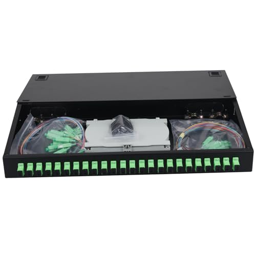 Xunsomt-24 Singlemode 24 Port SC-APC Rack Mount Gehäuse Box & Spleißschalen, Faserkabelspulen-Set, 24-adrige LGX geladene Patchpanel-Box passend für 48,3 cm Racks Schrank (inkl. Pigtail und Xunsomt-24 Singlemode 24 Port SC-APC Rack Mount Gehäuse Box & Spleißschalen, Faserkabelspulen-Set, 24-adrige LGX geladene Patchpanel-Box passend für 48,3 cm Racks Schrank (inkl. Pigtail und von Xunsomten
