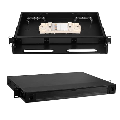 Xunsomten Glasfaser-Rack-Gehäuse, schwarzes Push-Pull-Tray-Design mit 3 Steckplätzen für LGX-kompatible Adapterplatten oder Kassetten, anwendbar auf alle gängigen 48,3 cm breiten Racks und Schränke von Xunsomten