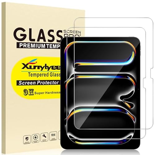 XunyLyee 2 Stück, Panzer Schutz Glas für iPad Pro 11 Zoll M4 Modell 2024 Displayschutz Schutzfolie von XunyLyee