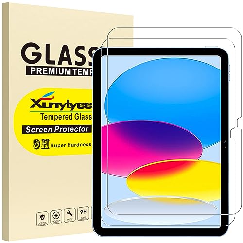 XunyLyee [2 Stück Panzer Schutz Glas für iPad 10. Generation Modell 2022 (10.9 Zoll) Displayschutz Schutzfolie von XunyLyee