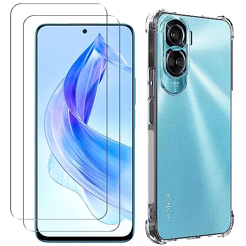 XunyLyee Hülle für Honor 90 Lite 6.7" mit 2 Stück Displayschutzfolien, Weiche TPU Ultradünne klare Stoßfeste Anti-Kratz Schutzhülle - Transparent von XunyLyee