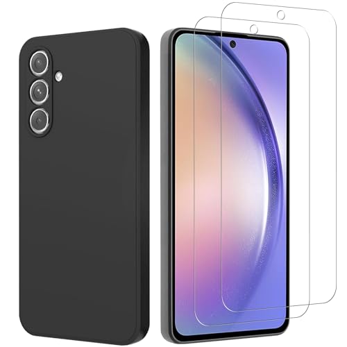 XunyLyee Hülle für Samsung Galaxy A54 5G 6.4" mit 2 Stück Panzerglas Displayschutzfolien, Anti-Kratzer Flüssigkeit Silikon Soft Case Schutzhülle - Schwarz XunyLyee Hülle für Samsung Galaxy A54 5G 6.4" mit 2 Stück Panzerglas Displayschutzfolien, Anti-Kratzer Flüssigkeit Silikon Soft Case Schutzhülle - Schwarz von XunyLyee